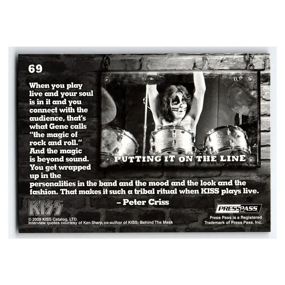KISS Peter Criss 2009 Doctrine Press Pass 69 Music Trading Card